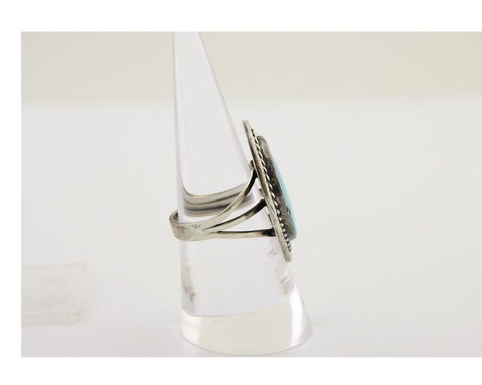 Navajo Ring 925 Silver Blue Turquoise Native American Artist C.80's