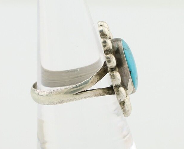 Navajo Ring 925 Silver Blue Turquoise Native American Artist C.80's