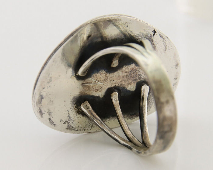 Navajo Ring 925 Silver Blue Turquoise Native American Artist C.80's