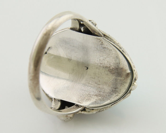 Navajo Ring 925 Silver Blue Turquoise Native American Artist C.80's