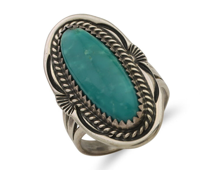 Navajo Ring 925 Silver Blue Turquoise Native Artist Signed M Begay C.80's