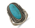 Navajo Ring 925 Silver Blue Turquoise Native Artist Signed M Begay C.80's