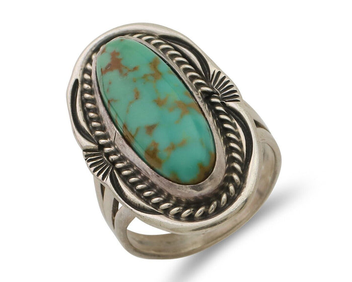Navajo Ring 925 Silver Blue Turquoise Native Artist Signed M Begay C.80's