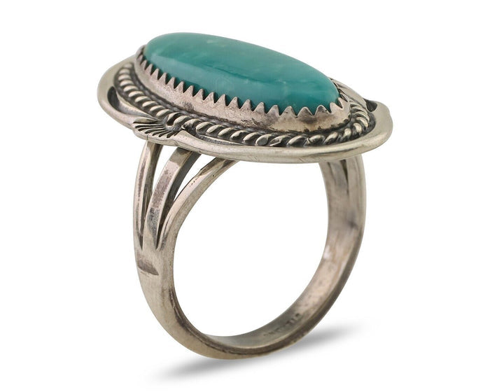 Navajo Ring 925 Silver Blue Turquoise Native Artist Signed M Begay C.80's