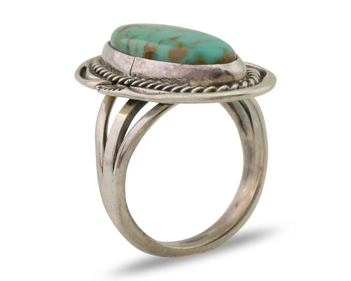 Navajo Ring 925 Silver Blue Turquoise Native Artist Signed M Begay C.80's