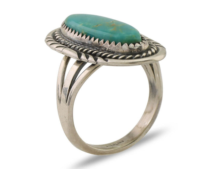 Navajo Ring 925 Silver Blue Turquoise Native Artist Signed M Begay C.80's