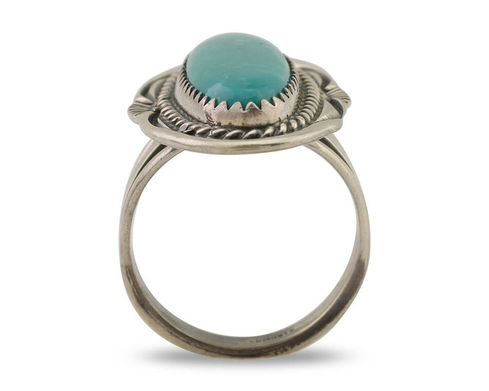 Navajo Ring 925 Silver Blue Turquoise Native Artist Signed M Begay C.80's