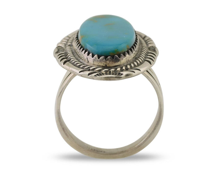 Navajo Ring 925 Silver Blue Turquoise Native Artist Signed M Begay C.80's