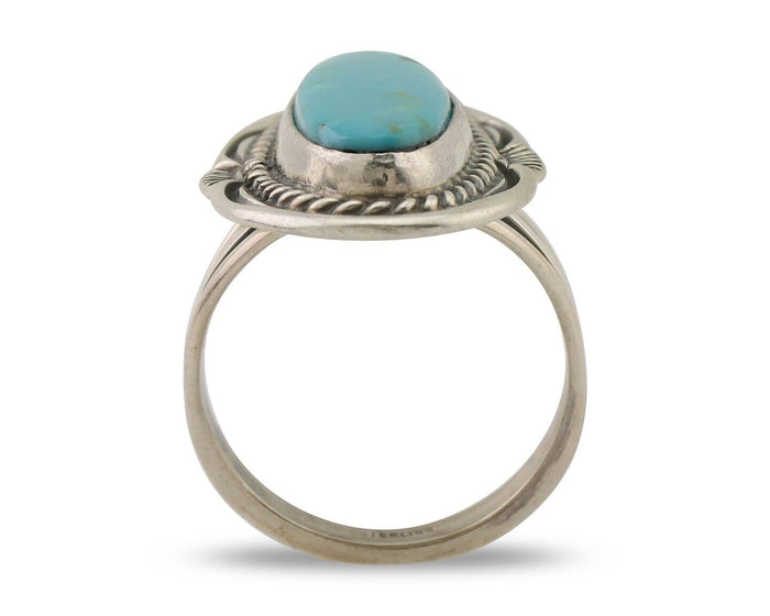 Navajo Ring 925 Silver Blue Turquoise Native Artist Signed M Begay C.80's
