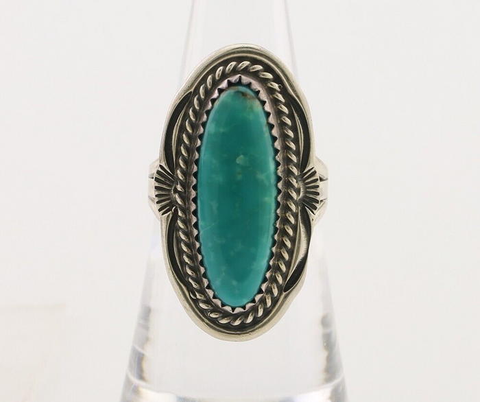 Navajo Ring 925 Silver Blue Turquoise Native Artist Signed M Begay C.80's