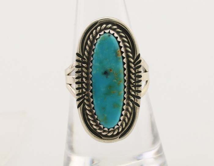 Navajo Ring 925 Silver Blue Turquoise Native Artist Signed M Begay C.80's