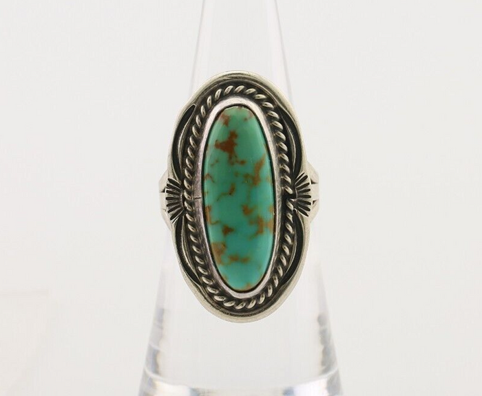 Navajo Ring 925 Silver Blue Turquoise Native Artist Signed M Begay C.80's