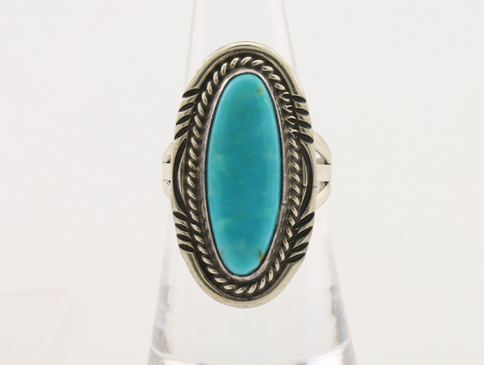 Navajo Ring 925 Silver Blue Turquoise Native Artist Signed M Begay C.80's