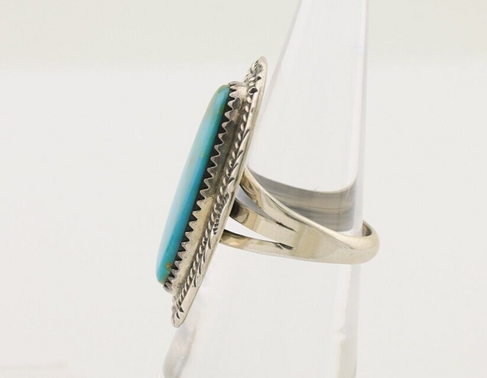 Navajo Ring 925 Silver Blue Turquoise Native Artist Signed M Begay C.80's