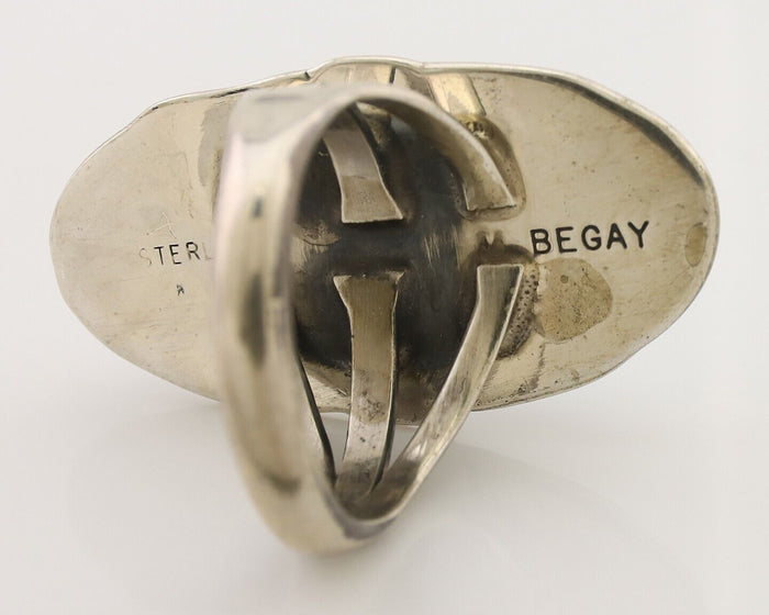Navajo Ring 925 Silver Blue Turquoise Native Artist Signed M Begay C.80's