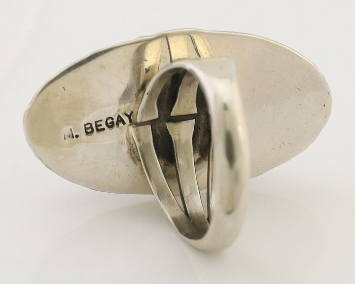 Navajo Ring 925 Silver Blue Turquoise Native Artist Signed M Begay C.80's