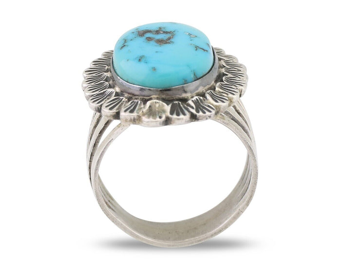 Navajo Ring 925 Silver Blue Turquoise Signed Allison Lee C.80's