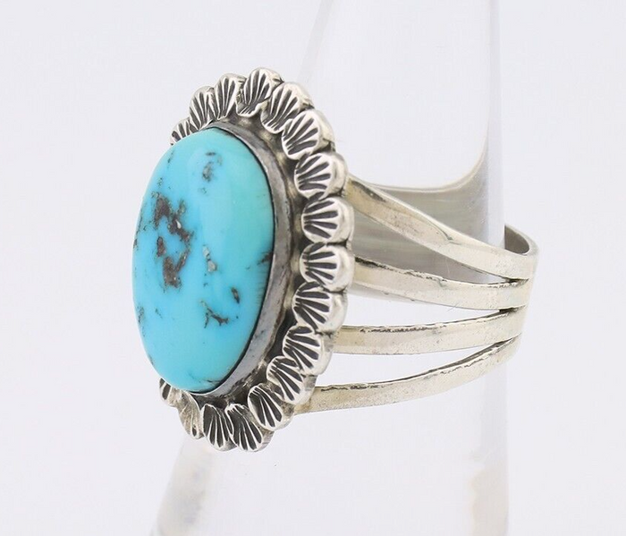 Navajo Ring 925 Silver Blue Turquoise Signed Allison Lee C.80's