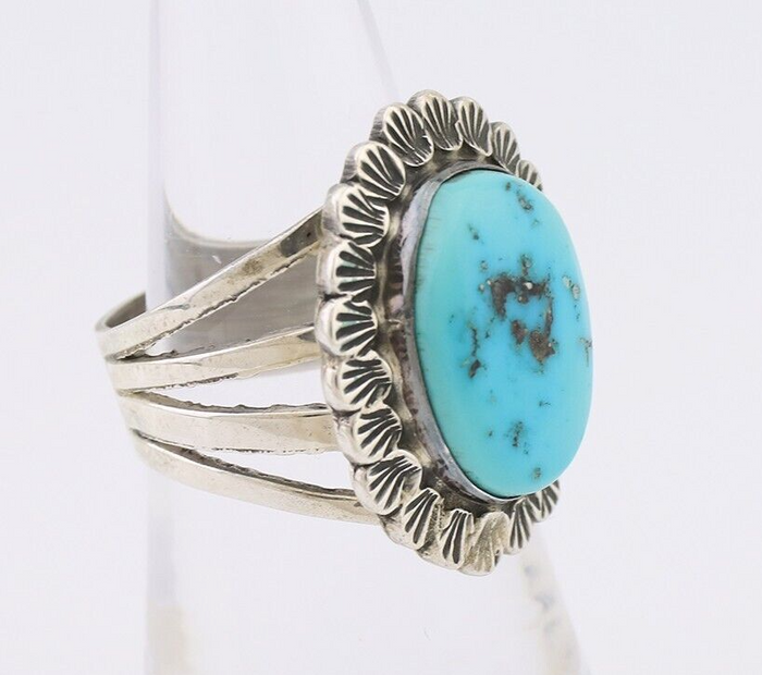 Navajo Ring 925 Silver Blue Turquoise Signed Allison Lee C.80's