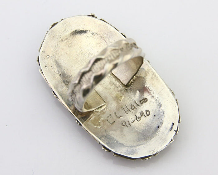 Navajo Ring 925 Silver Blue Turquoise Signed CL Haloo C.90's