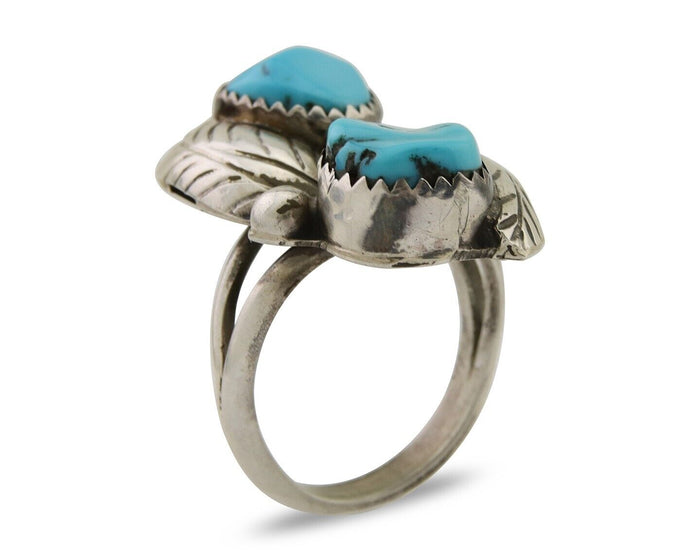 Navajo Ring 925 Silver Blue Turquoise Signed E Spencer C.80's