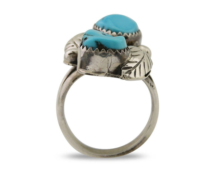 Navajo Ring 925 Silver Blue Turquoise Signed E Spencer C.80's