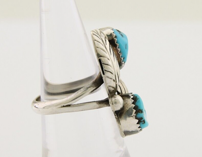 Navajo Ring 925 Silver Blue Turquoise Signed E Spencer C.80's
