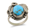 Navajo Ring 925 Silver Blue Turquoise Signed M C.80's