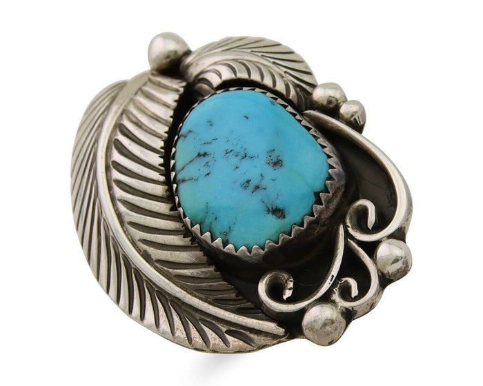 Navajo Ring 925 Silver Blue Turquoise Signed Phillip Morse Jr C.80's
