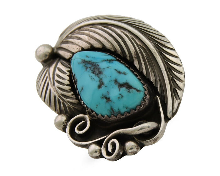 Navajo Ring 925 Silver Blue Turquoise Signed Phillip Morse Jr C.80's