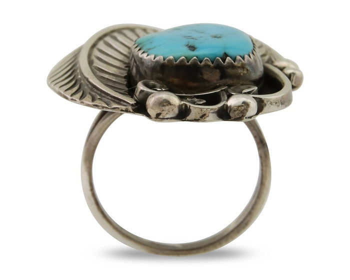 Navajo Ring 925 Silver Blue Turquoise Signed Phillip Morse Jr C.80's