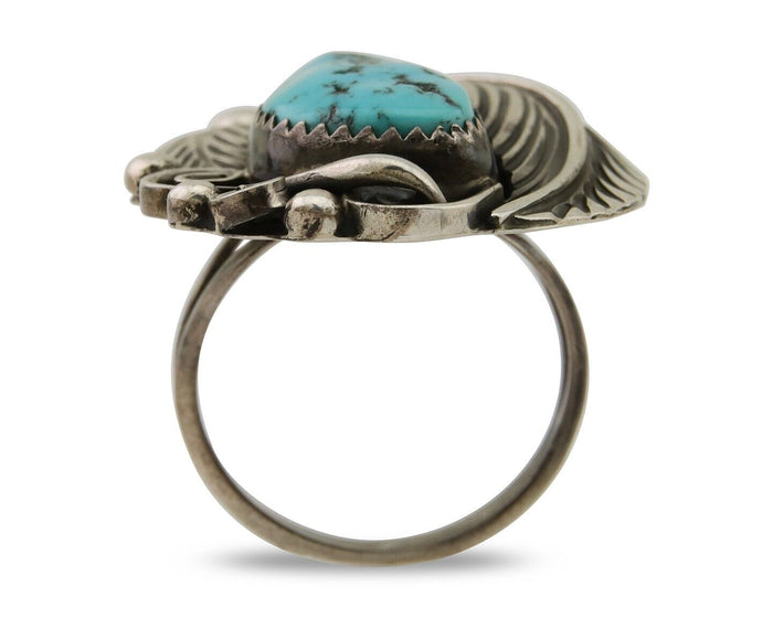 Navajo Ring 925 Silver Blue Turquoise Signed Phillip Morse Jr C.80's