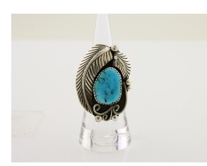 Navajo Ring 925 Silver Blue Turquoise Signed Phillip Morse Jr C.80's
