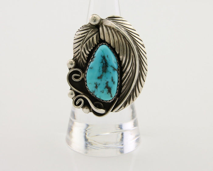 Navajo Ring 925 Silver Blue Turquoise Signed Phillip Morse Jr C.80's