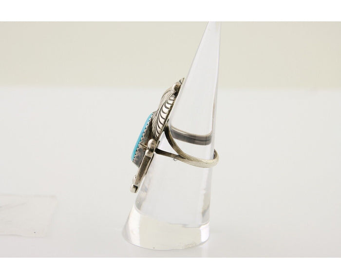 Navajo Ring 925 Silver Blue Turquoise Signed Phillip Morse Jr C.80's