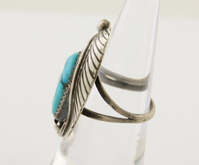 Navajo Ring 925 Silver Blue Turquoise Signed Phillip Morse Jr C.80's