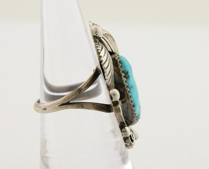 Navajo Ring 925 Silver Blue Turquoise Signed Phillip Morse Jr C.80's