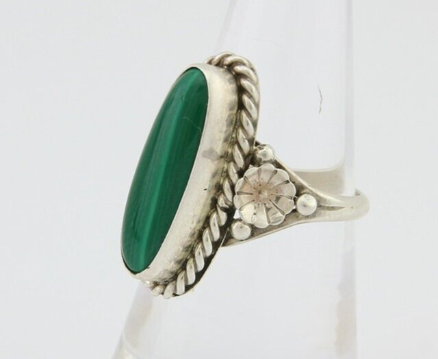 Navajo Ring 925 Silver Buffalo Tuquoise Artist Signed Davina Benally Size 7.25