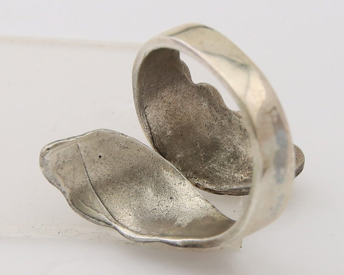 Navajo Ring 925 Silver Chip Inlay Coral Native Artist C.80's