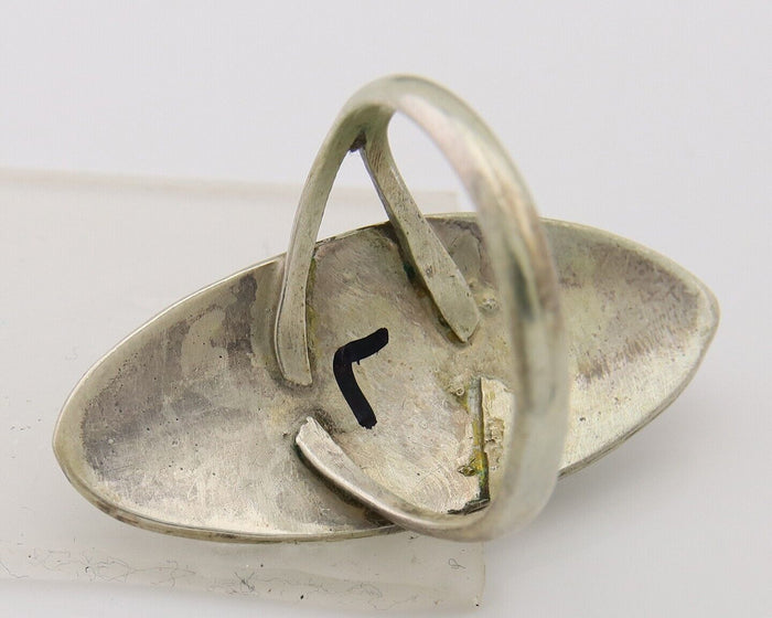 Navajo Ring 925 Silver Chip Inlay Turquoise Native Artist C.80's