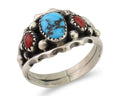 Navajo Ring 925 Silver Coral Turquoise Artist Signed SC C.80's