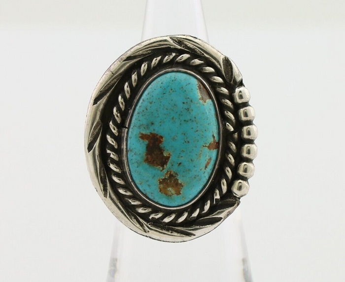 Navajo Ring 925 Silver Gem Blue Turquoise Native American Artist C.80's