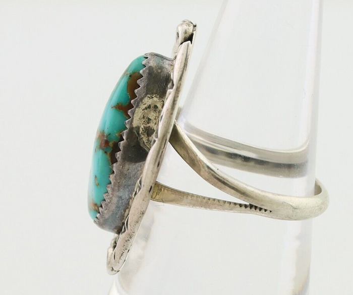 Navajo Ring 925 Silver Gem Blue Turquoise Native American Artist C.80's