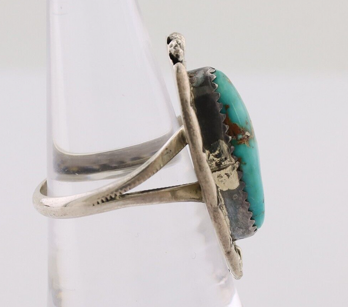 Navajo Ring 925 Silver Gem Blue Turquoise Native American Artist C.80's