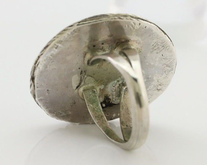 Navajo Ring 925 Silver Gem Blue Turquoise Native American Artist C.80's