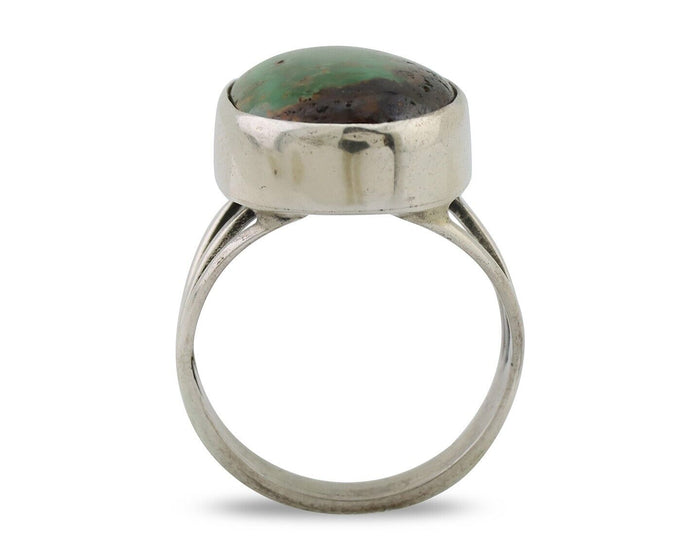 Navajo Ring 925 Silver Green Turquoise Native American Artist Size ? C.80's