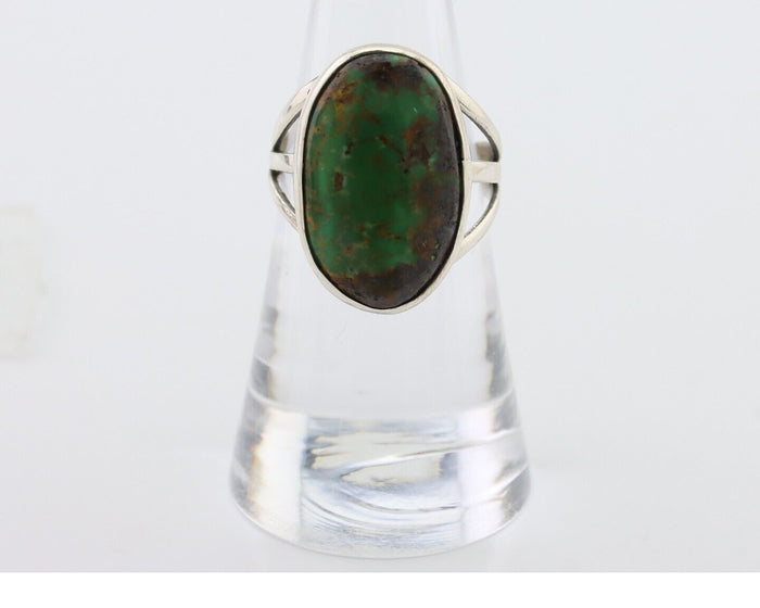 Navajo Ring 925 Silver Green Turquoise Native American Artist Size ? C.80's
