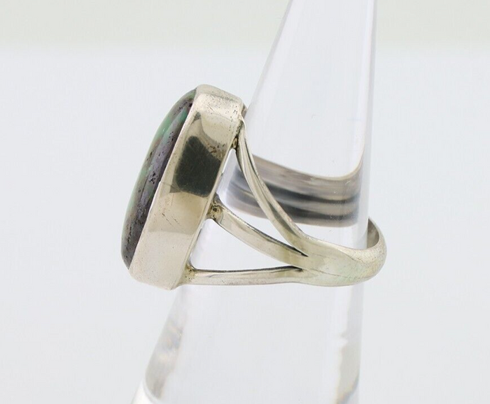 Navajo Ring 925 Silver Green Turquoise Native American Artist Size ? C.80's