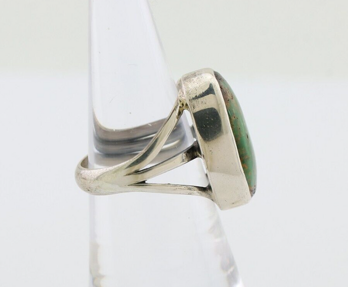 Navajo Ring 925 Silver Green Turquoise Native American Artist Size ? C.80's