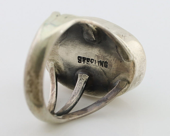 Navajo Ring 925 Silver Green Turquoise Native American Artist Size ? C.80's